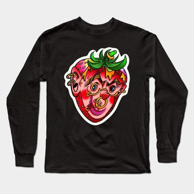 Monkey the Prostate in Strawberry Costume Long Sleeve T-Shirt by New School Cartoon